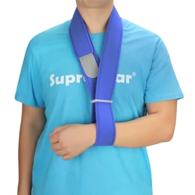 Afbeelding van supregear arm harnas, verstelbare kraag en immobilisator manchet lichtgewicht neksteun eenvoudige harnas ademende medische ondersteuning voor mannen vrouwen, één maat
