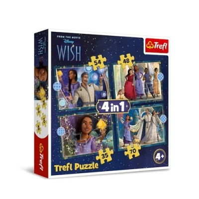 Afbeelding van Trefl Wish, dromen worden werkelijkheid 4 in 1 puzzel, van 35 tot 70 stukjes, verschillende moeilijkheidsniveaus, kleurrijke puzzel met stripfiguren, vrije tijd voor kinderen vanaf jaar