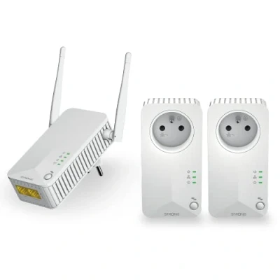 Afbeelding van STRONG Set van 2 CPL 600 Mbps en 1 wifi gefilterd stopcontact ethernetpoort, uitbreiding netwerk, compatibel met internetbox, ideaal voor multi tv, HD streaming, geen configuratie, klaar