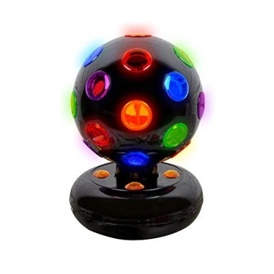 Image de Global Gizmos 45860 Boule disco LED rotative à piles avec lumières multicolores Noir 12,7 cm