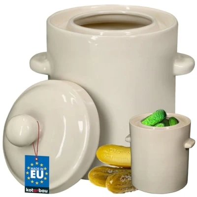 Afbeelding van KOTARBAU® zuurkool gistingspot 2,5 liter met deksel van aardewerk voor fermentatie pot keramische