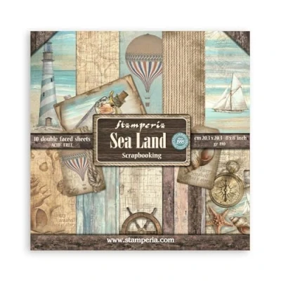 Afbeelding van Stamperia Sea Land 8x8 Inch Paper Pack (SBBS101)