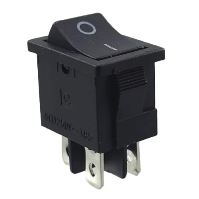 Afbeelding van Tuimelschakelaar inbouw zwart, framemaat 21 x 15 mm, 6 A, 250 V 4 polig