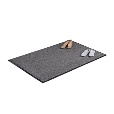 Afbeelding van Relaxdays Deurmat grijs gemêleerd entree hal binnen extra plat dun 120 x 180 cm zwart