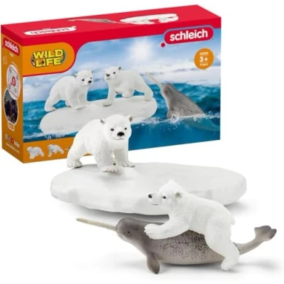 Afbeelding van Schleich wild life ijsschots met ijsbeerwelpen en narwal