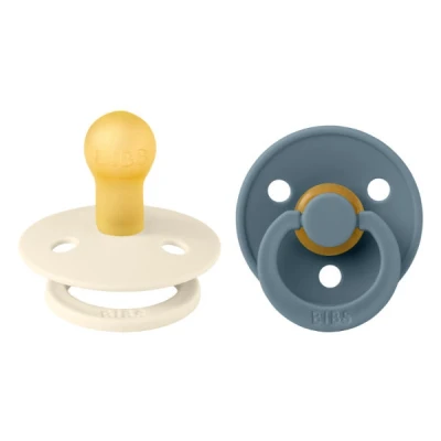 Afbeelding van BiBS Colour Pacifier Stage 1 Fopspeen 0+ maanden 2 stuks Ivory / Petrol