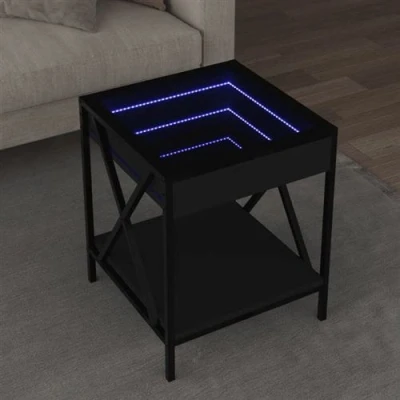 Image de vidaXL Table basse avec LED Infinity noir 40x40x49 cm847692