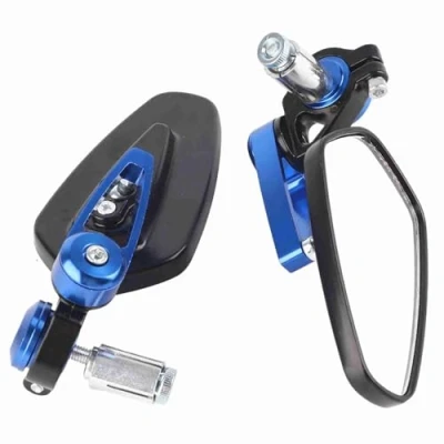 Afbeelding van Keenso Achteruitkijkspiegel voor motorfiets, 1 paar 7/8 inch, 22 mm, universeel, aluminiumlegering, 360 graden, groothoek, verstelbaar, bar end spiegel, blauw