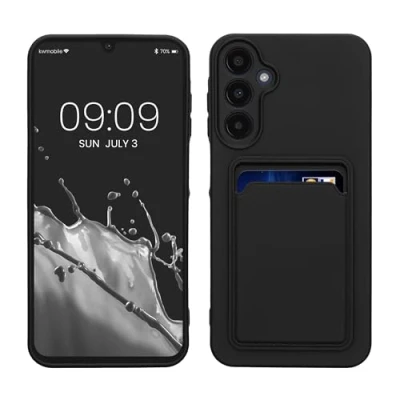 Afbeelding van kwmobile telefoonhoesje geschikt voor Samsung Galaxy A25 Hoesje met pasjeshouder TPU case in zwart