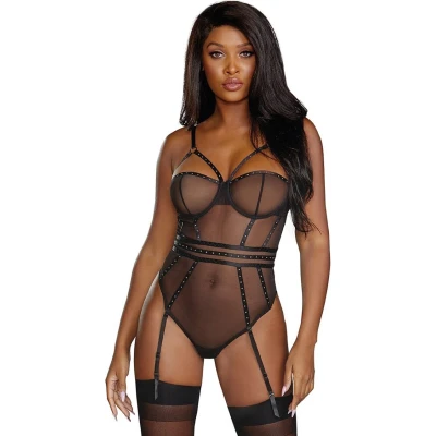 Afbeelding van Dreamgirl (All) Zeer Doorschijnende Stretch Mesh Beugelteddy black XL