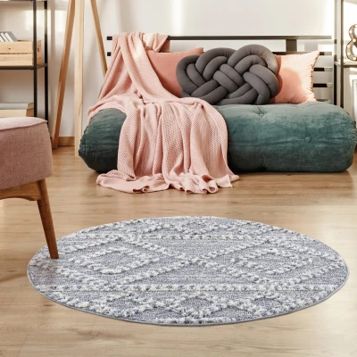 Afbeelding van Vloerkleed Focus ROND Hoogpolig Fluffy Scandinavisch Grijs 120 CM