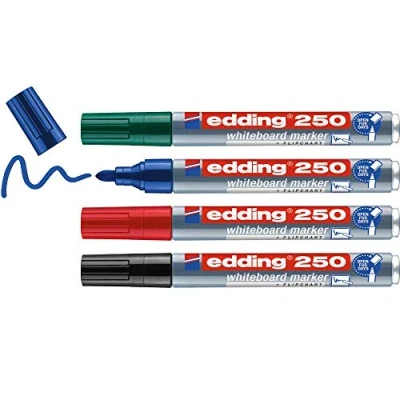 Afbeelding van Viltstift edding 250 whiteboard rond 1.5 3mm assorti blister à 4 stuks