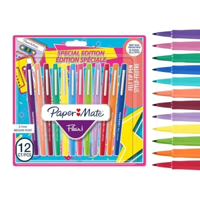 Image de Blister de 12 stylos feutres avec pointe moyenne Papermate Flair Tendance Rétro