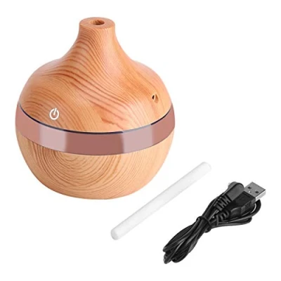 Afbeelding van 03 300 ml houtnerf olie diffuser aroma luchtbevochtiger led touch stille voor thuis kantoor