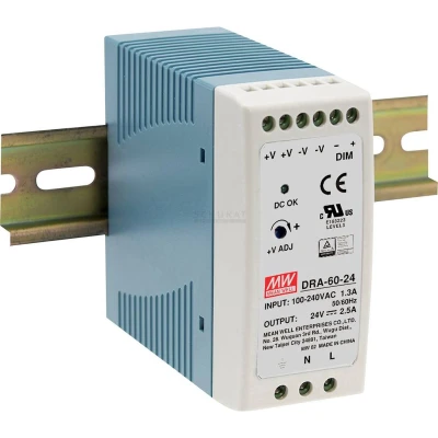 Afbeelding van Mean Well DRA 60 24 DIN rail netvoeding V/DC 2.5 A W Aantal uitgangen: 1 x Inhoud: stuk(s)