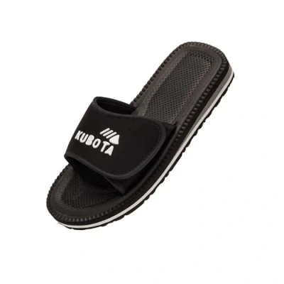 Afbeelding van Kubota Badsandalen met klittenbandsluiting, badschoenen voor dames en heren, badslippers het strand, badsandalen, doucheschoenen saunaschoenen, zwart.