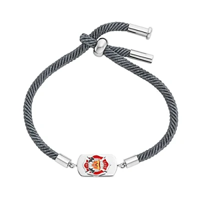 Afbeelding van Armband van Roestvrij staal, gerecycled polyester en emaille hanger, schuifsluiting, in lengte verstelbaar, nikkelvrij, klein, polyester, email, geen edelsteen,