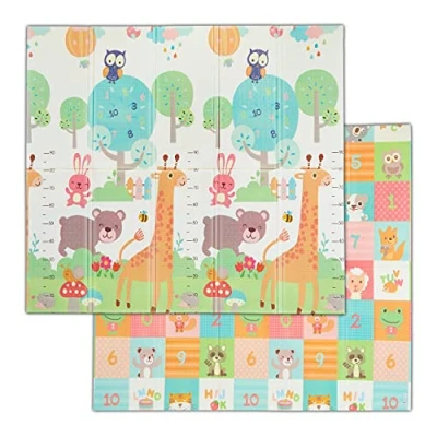 Afbeelding van Relaxdays Speelmat dieren 195 x 175 cm kindermat kruipmat opvouwbaar kleurrijk