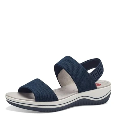 Afbeelding van Jana 8 28769 42 platte sandalen voor dames, Navy Blauw