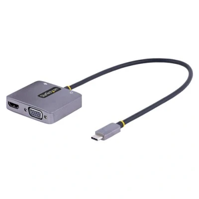 Image de StarTech.com USB C Video Adapter to HDMI VGA Multiport w/ 3.5mm Audio Output 4K 60Hz HDR 100W PD 3.0 Monitor for Laptop Thunderbolt 3/4 Compatible Display Travel (122 USBC VGA) Station d&#039;accueil