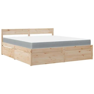 Image de vidaXL Lit avec tiroirs et matelas 180x200 cm bois massif de pin3281889