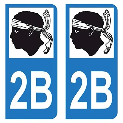 Afbeelding van HADEXIA Stickers kentekenplaat auto afdeling 2B hoge corse logo Corsica