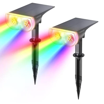 Afbeelding van Linkind Meerkleurige led zonnelamp voor buiten, IP67 waterdicht, verstelbare zonnelamp, 650 lm, met 2 verlichtingsmodi, kleurrijk licht tuin, binnenplaats, oprit, pad, stuks