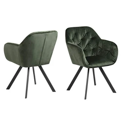 Afbeelding van Bendt Eetkamerstoel &#039;Mei&#039; Velvet, kleur Forest Green