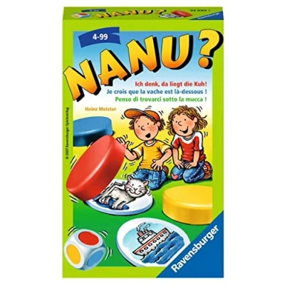 Afbeelding van Ravensburger 23063 Nanu? Meetspel voor 2 4 spelers, merkspel vanaf jaar, compact formaat, reisspel, worstelspel: Ik denk, dat ligt de kuh! Kleur en drinkspel