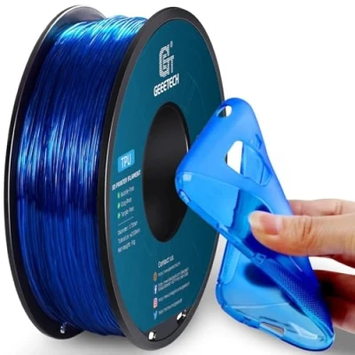 Afbeelding van GEEETECH TPU filament 1,75 mm +/ 0,02 voor 3D printers, 1 kg spoel blauw transparant