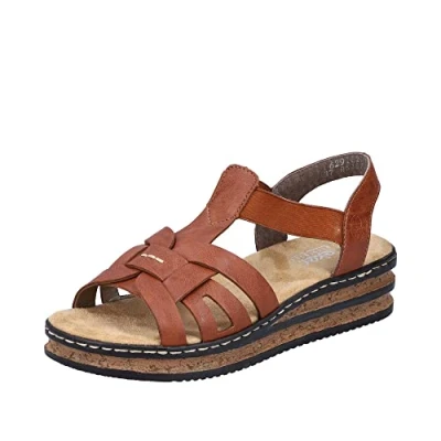 Afbeelding van Rieker Sandalen met plateauzool, Dames, Maat: 37, Braun Hoogwaardig imitatieleer