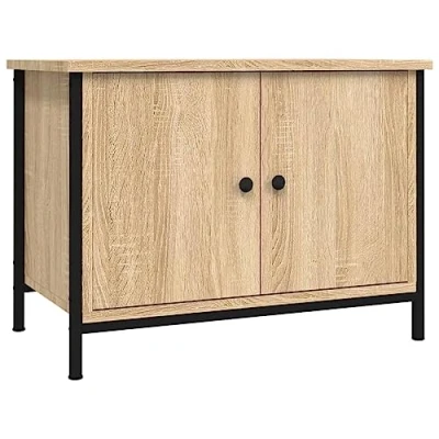 Afbeelding van Tv meubel met deuren 60x35x45 cm bewerkt hout sonoma eikenkleur