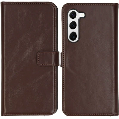 Afbeelding van Selencia Hoesje Geschikt voor Samsung Galaxy S23 Met Pasjeshouder Echt Lederen Bookcase Bruin