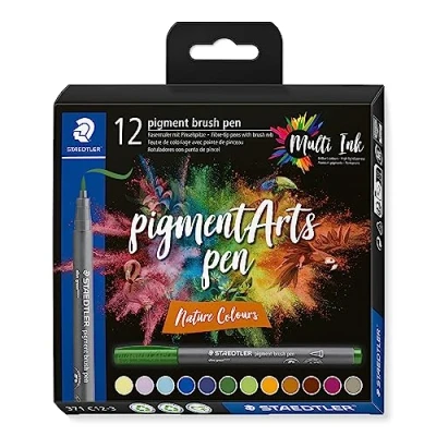 Afbeelding van Staedtler Pigment Arts Brush Pen, Etui Van 12 Stuks, Nature Colours Brushpen