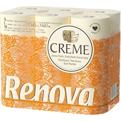 Afbeelding van Renova Toiletpapier, crèmekleurig, 18 rollen