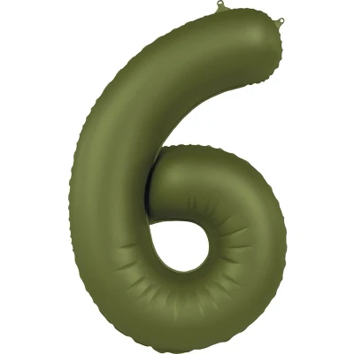 Afbeelding van Folat Folieballon Cijfer 6 Olive Green 86 cm