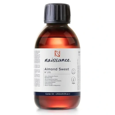 Afbeelding van Naissance Amandelolie Zoet (nr. 215) 250ml Puur, Natuurlijk, Wreedheidvrij, Veganistisch, Geen GGO Voor Haar, Huidverzorging en Lichaamsverzorging Gebruik bij Baardolie, massage aromatherapie