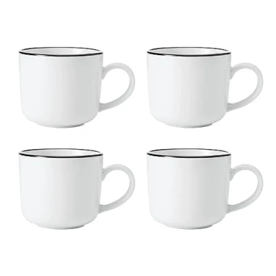 Afbeelding van Mikasa Limestone Porcelain Mug 360ml Set 4 pcs White