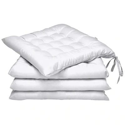 Afbeelding van Beautissu Lea Stoelkussens Eetkamer 40x40 cm Set van 4 Zitkussen met Lint Wit