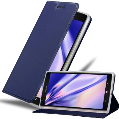 Afbeelding van Cadorabo Hoesje geschikt voor Nokia Lumia 1520 in CLASSY DONKER BLAUW Beschermhoes met magnetische sluiting, standfunctie en kaartvakje Book Case Cover Etui