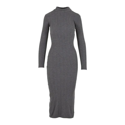 Afbeelding van Urban Classics Rib Longsleeve Mockneck Lange jurk L Grijs