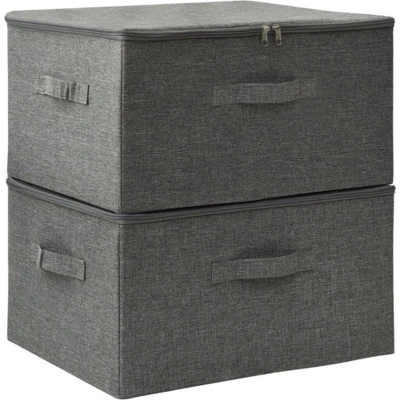 Afbeelding van Opbergboxen 2 st 43x34x23 cm stof antracietkleurig