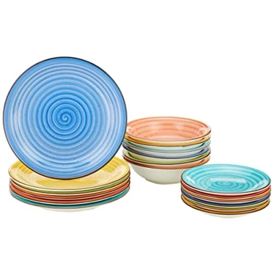 Afbeelding van Tognana Art&amp;Pepper Servies voor 6 personen, 18 delig, Stoneware handgedecoreerd, meerkleurig