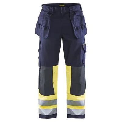 Image de Pantalon artisan multinormes marine/jaune fluorescent