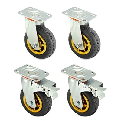 Afbeelding van QWORK® Set van 4 zware wielen 150 mm tot 250 kg per voor meubelverhuizing en industrieel gebruik (2 + 2 remwielen)