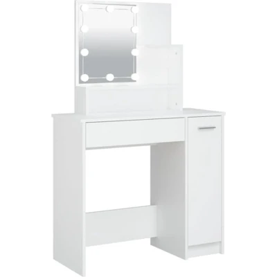 Afbeelding van Kaptafel met LED verlichting 86,5x35x136 cm wit