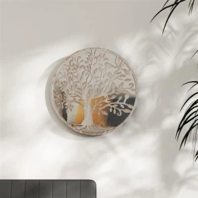 Afbeelding van VidaXL Spiegel rond 40x2,5 cm ijzer zandkleurig
