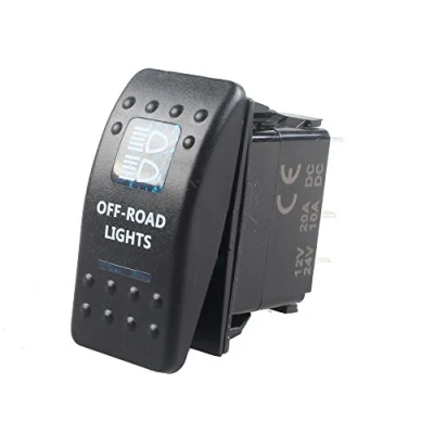 Afbeelding van Mintice™ Tuimelschakelaar, schakelaar, led licht, blauw, 12 V, 20 A, voor auto, boot, motorfiets (off road licht)