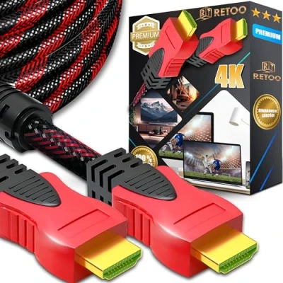 Afbeelding van Retoo 4K 4,5m High Speed HDMI kabel compatibel met TV TV, video UHD 2160p HD 1080p gevlochten, vergulde aansluitingen, DP computer naar monitor,