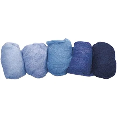 Afbeelding van Zuivere scheerwol/vlies gemengd blauw tinten 5 kleuren à 20 g